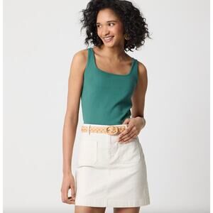 J.Crew Essential Squareneck Tank Top Cotton Basics Relaxed Green Medium NWT